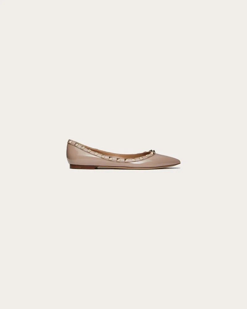 Valentino Garavani Lack-Ballerinas Rockstud Frau POUDRE Poudre