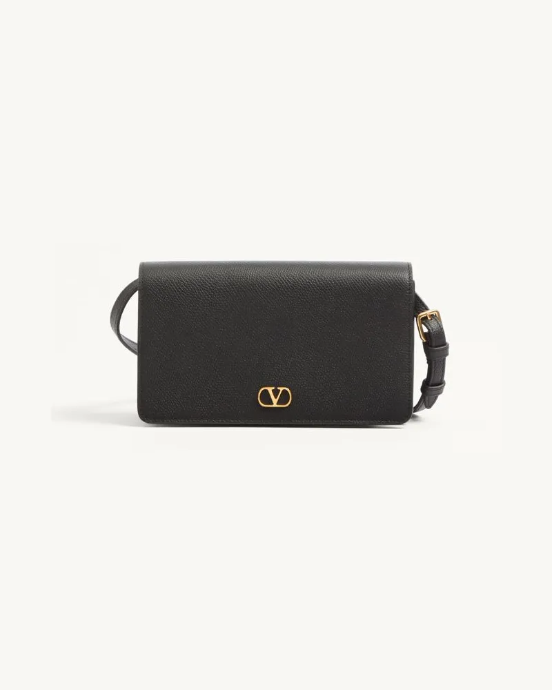 Valentino Garavani VLogo Signature Mini-Schultertasche Aus Genarbtem Kalbsleder Frau SCHWARZ Schwarz