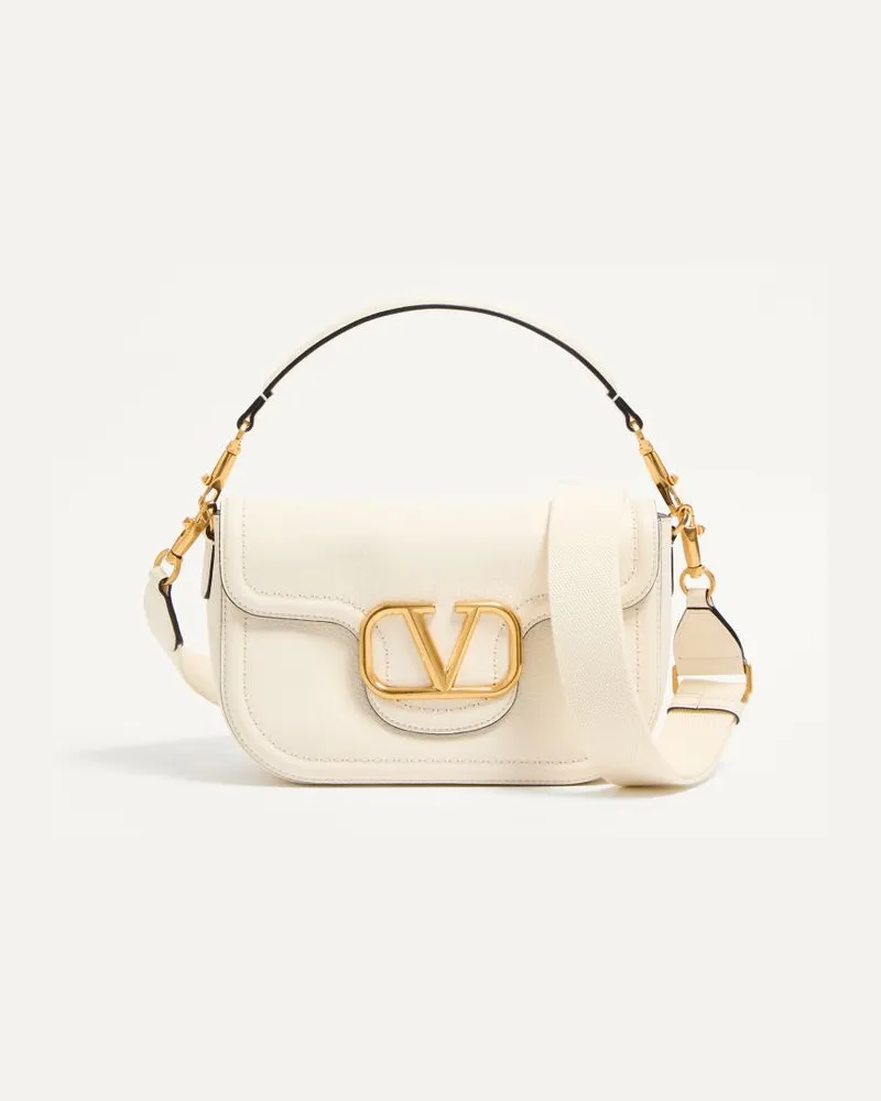 Valentino Garavani Alltime Schultertasche Aus Weichem, Genarbtem Kalbsleder Frau ELFENBEIN Elfenbein