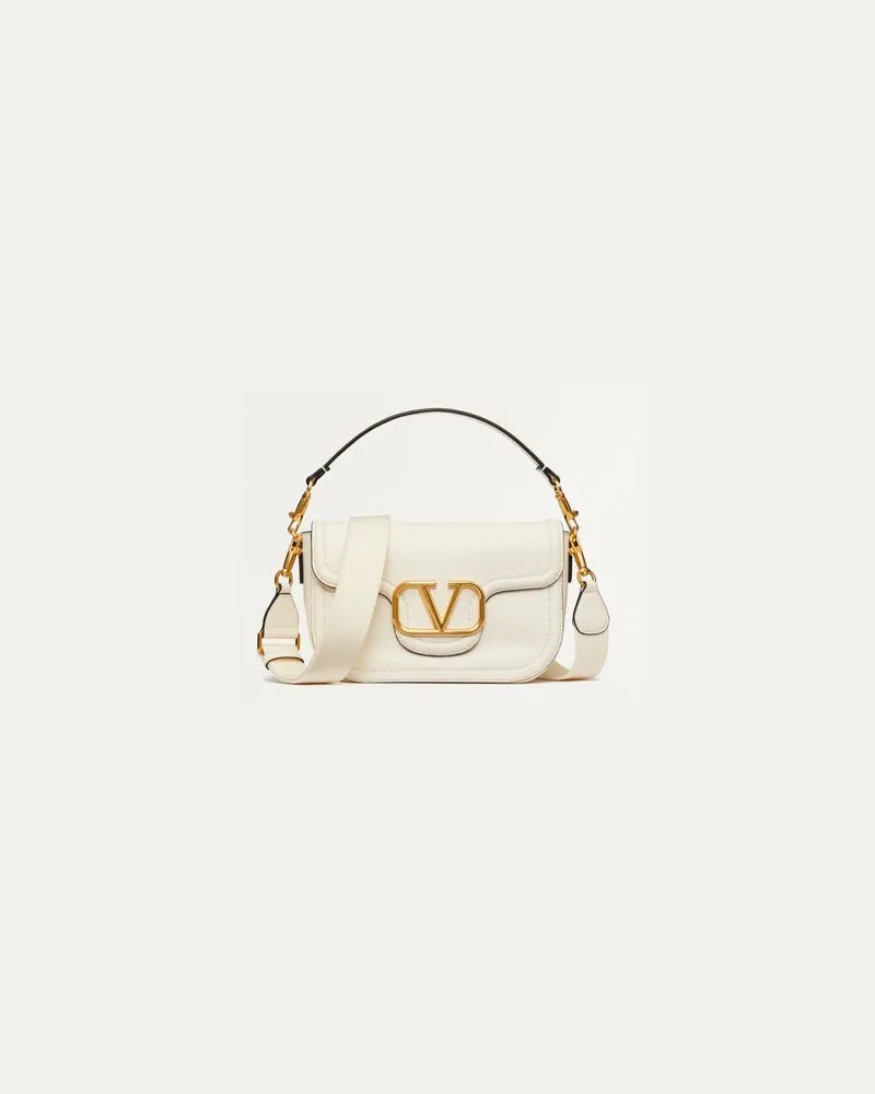 Valentino Garavani Alltime Schultertasche Aus Weichem, Genarbtem Kalbsleder Frau ELFENBEIN Elfenbein
