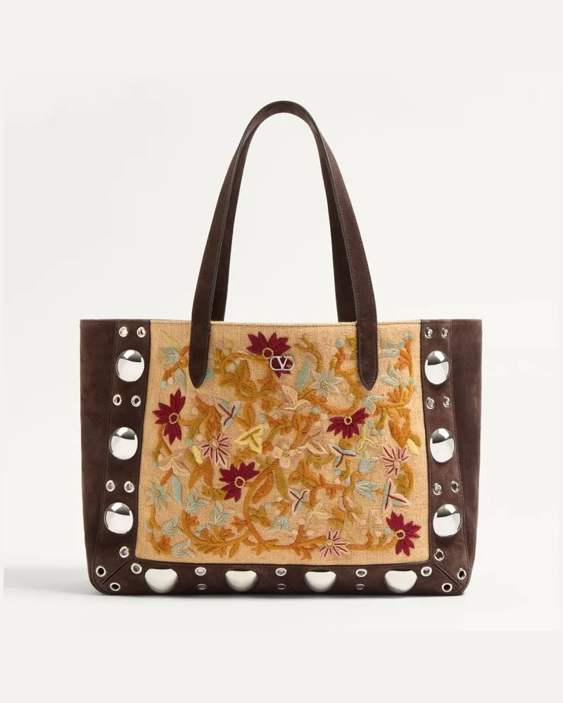 Valentino Garavani Valentino Garavani Nellcôte Mittelgrosser Bestickter Shopper Frau MULTICOLOR/TESTA DI MORO Multicolor