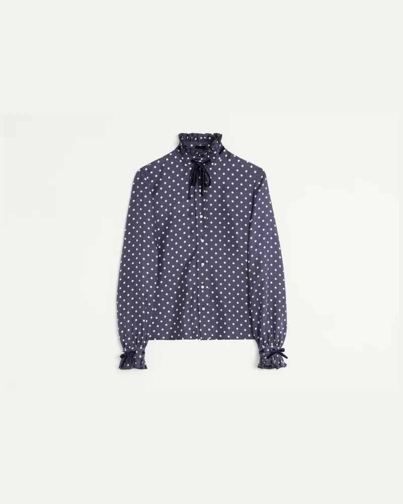 Valentino Garavani Hemd Aus Twill Mit Plus De Pois-Print Frau MARINEBLAU/BIRKE Marineblau