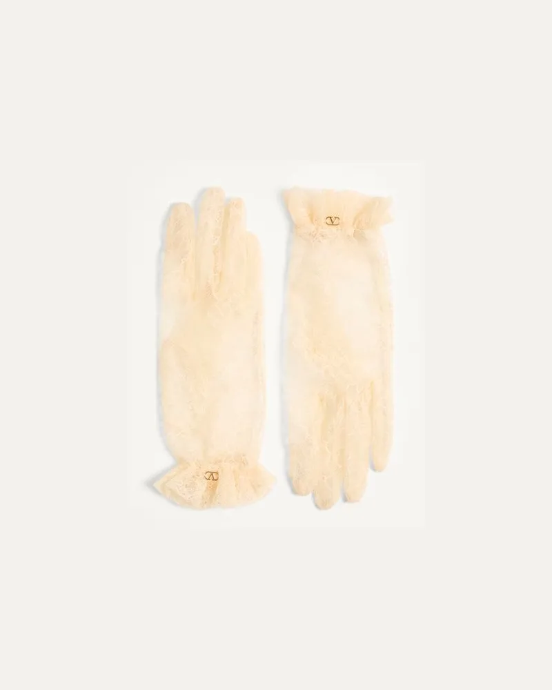 Valentino Garavani VLogo Signature Spitzenhandschuhe Frau BUTTER/GOLD Butter