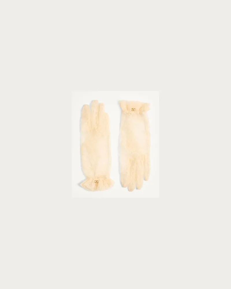 Valentino Garavani Vlogo Signature Spitzenhandschuhe Frau BUTTER/GOLD Butter