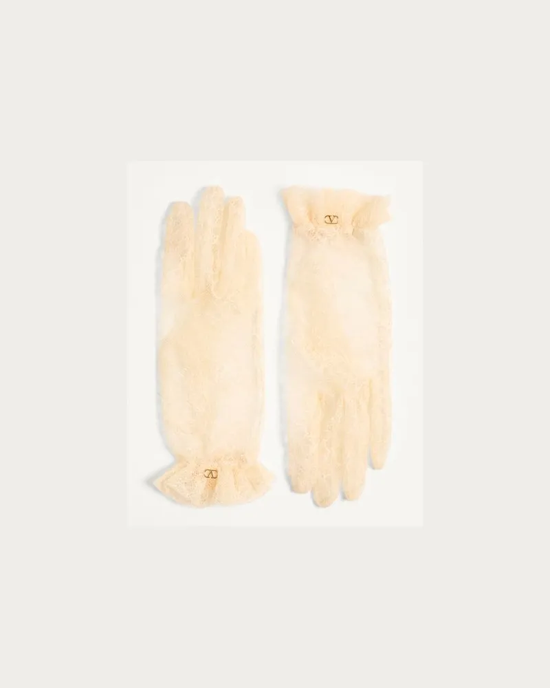 Valentino Garavani Vlogo Signature Spitzenhandschuhe Frau BUTTER/GOLD Butter