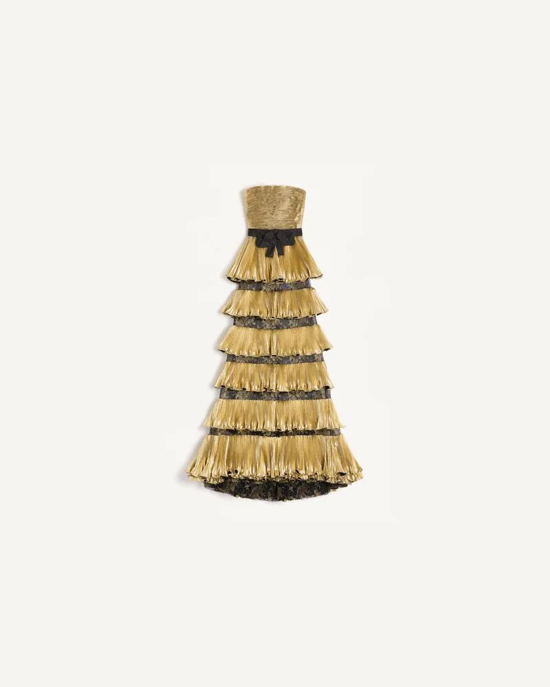Valentino Garavani Langes Kleid aus Jacquard-Reps-Lamé Frau SCHWARZ/GOLD Schwarz