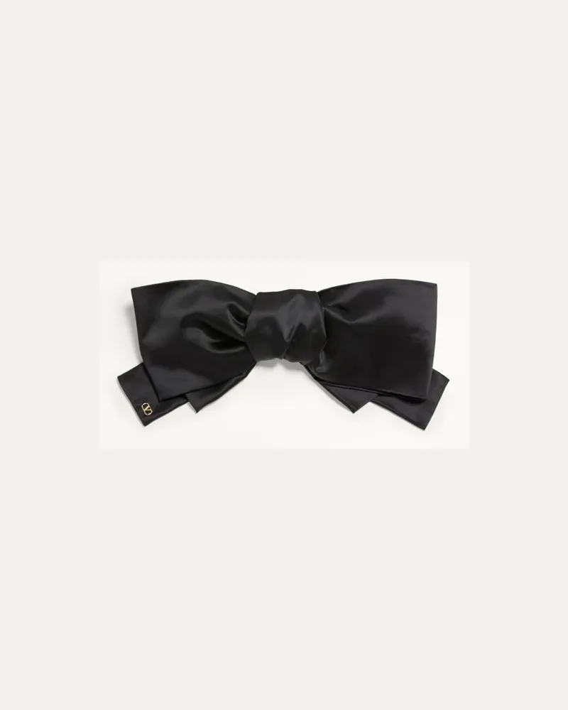 Valentino Garavani Vlogo Signature Haarspange Aus Satin Mit Schleife Frau SCHWARZ/GOLD Schwarz