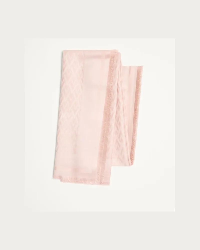 Valentino Garavani Toute La V Schal Aus Wolle Und Seide Frau ROSE MIST Rose
