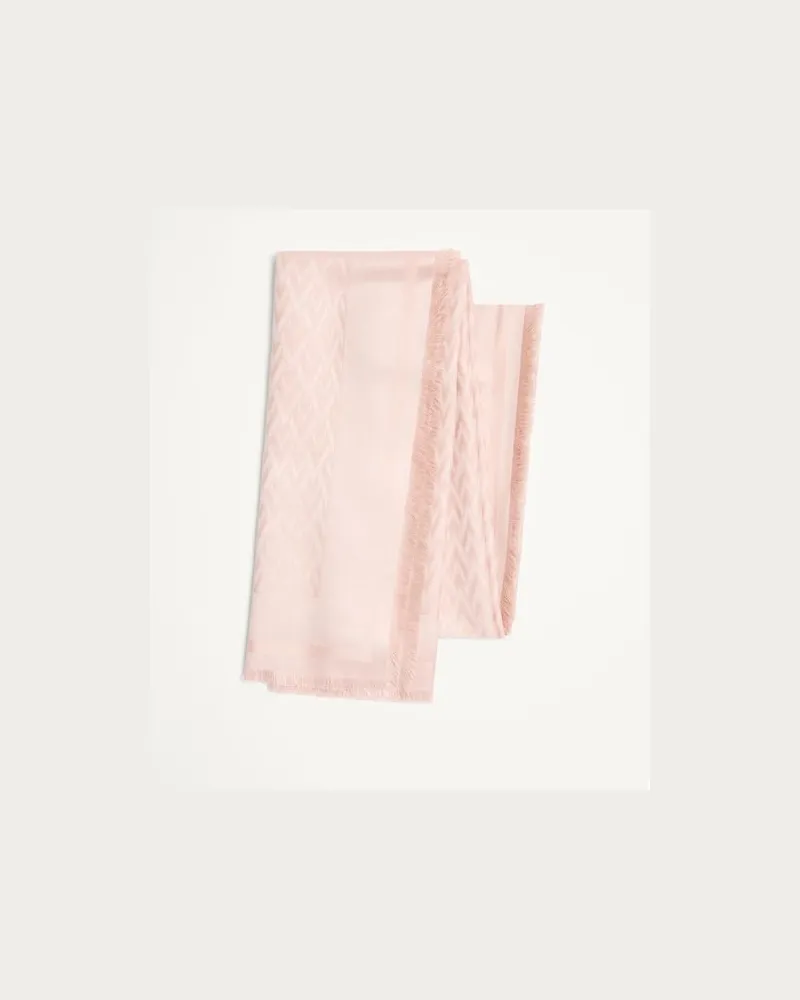 Valentino Garavani Toute La V Schal Aus Wolle Und Seide Frau ROSE MIST Rose