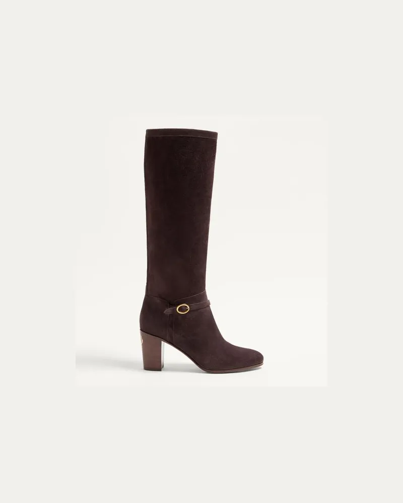 Valentino Garavani Pattie Stiefel Aus Crustleder, 75 Mm Frau BRAUN Braun