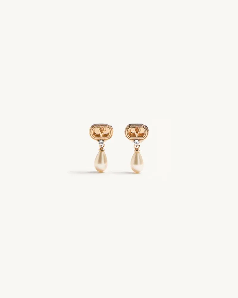 Valentino Garavani Ovalette-Ohrringe Aus Metall, Perlen Und Swarovski-Kristallen Frau GOLD Gold