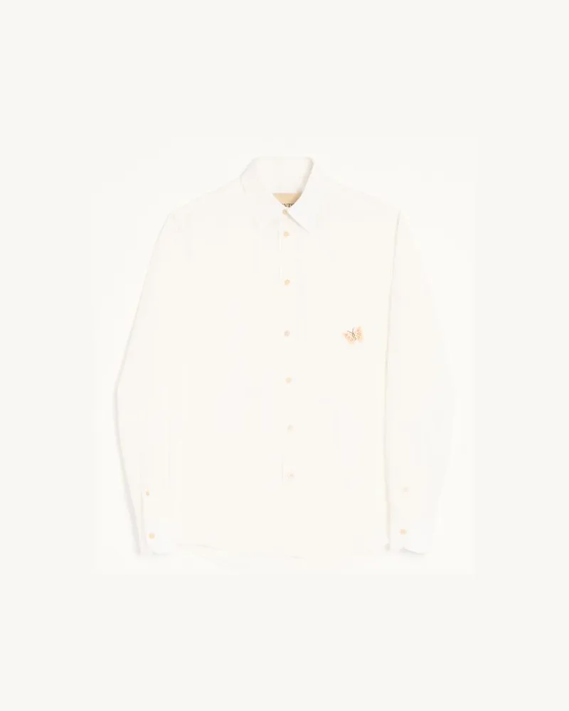 Valentino Garavani Valentino Langarmshirt aus Baumwoll-Popeline mit aufgesticktem Butterfly-Patch Mann WEISS/ SCHWARZ Weiss
