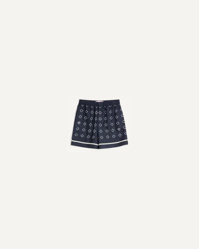 Valentino Garavani Bermudashorts Aus Seidentwill Mit Durchgehendem Opticool-Print Mann BLAU/BUTTER Blau