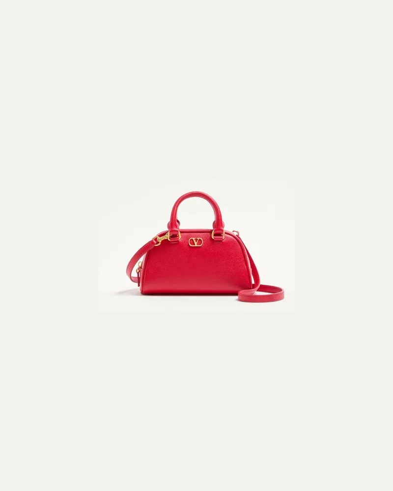Valentino Garavani VLogo Signature Mini-Bowlingtasche aus genarbtem Kalbsleder Frau ROUGE PUR Rouge