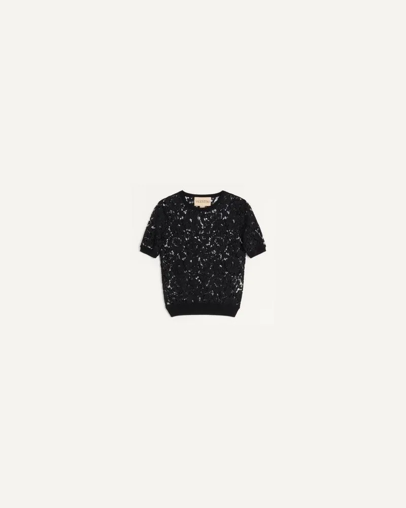 Valentino Garavani Pullover aus Spitze und Baumwolle Frau SCHWARZ Schwarz