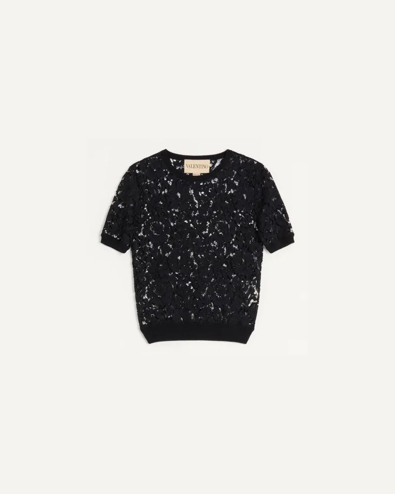 Valentino Garavani Pullover Aus Spitze Und Baumwolle Frau SCHWARZ Schwarz
