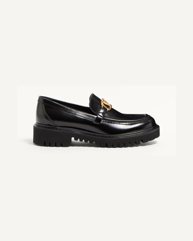Valentino Garavani Loafer Vlogo Signature Aus Kalbsleder Frau SCHWARZ Schwarz