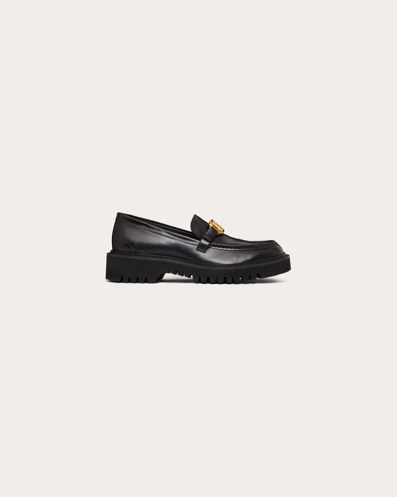 Valentino Garavani Loafer Vlogo Signature Aus Kalbsleder Frau SCHWARZ Schwarz