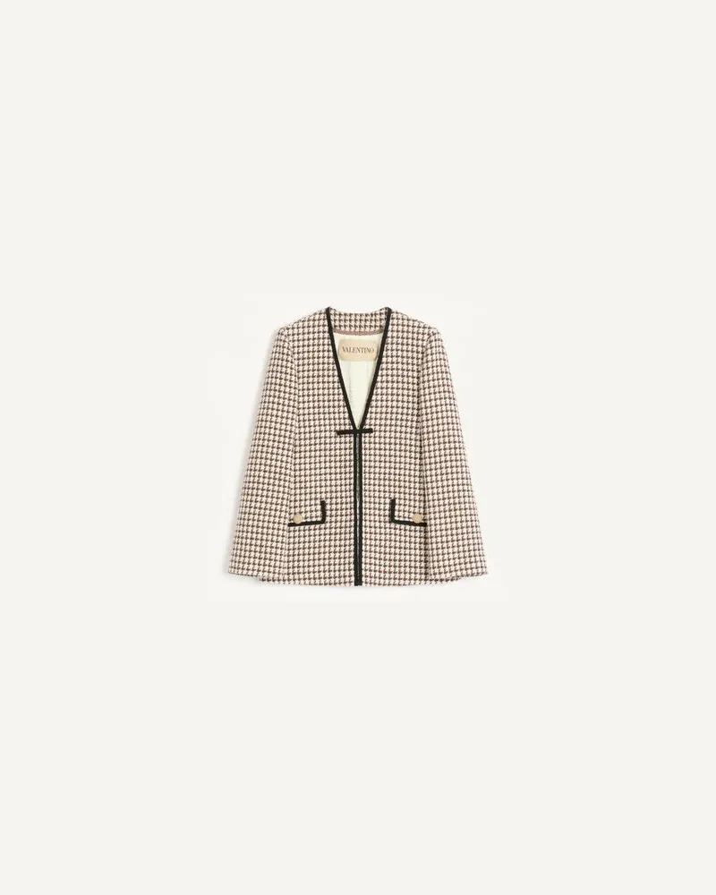 Valentino Garavani Jacke Aus Light Tweed Pied De Poule Frau LATTE/TESTA DI MORO Latte