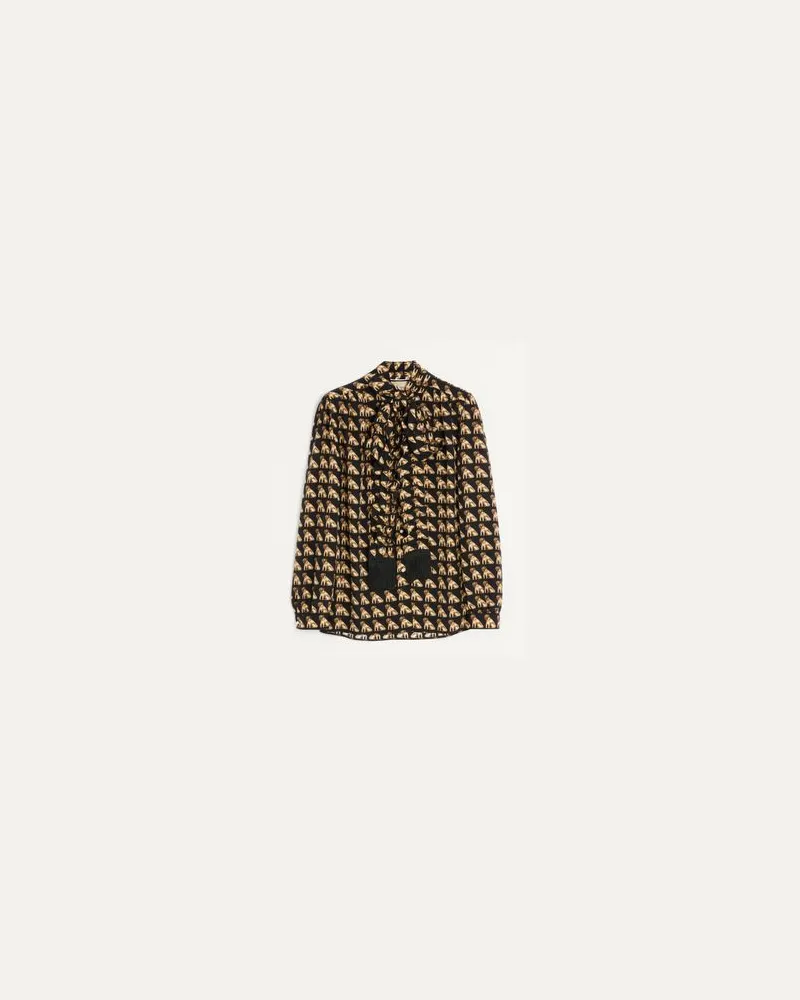 Valentino Garavani Hemd Aus Crepe De Chine Mit Petit Charles-Print Frau SCHWARZ/MEHRFARBIG Schwarz