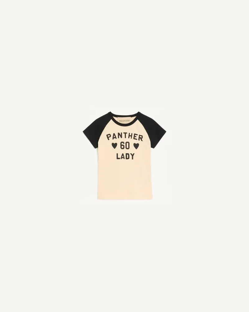 Valentino Garavani T-Shirt Aus Baumwolle Mit Chez Valentino Print Frau BIRKE/SCHWARZ Birke