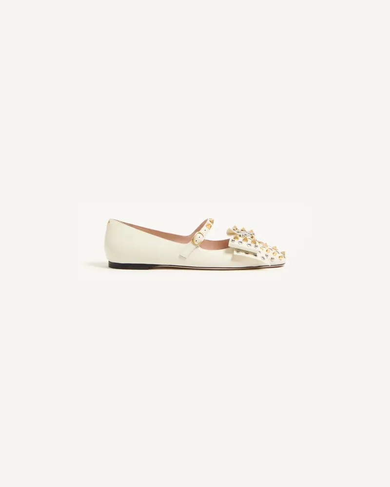 Valentino Garavani Mary-Jane Bowow Ballerina Aus Ziegenleder Mit Studs Frau ELFENBEIN Elfenbein