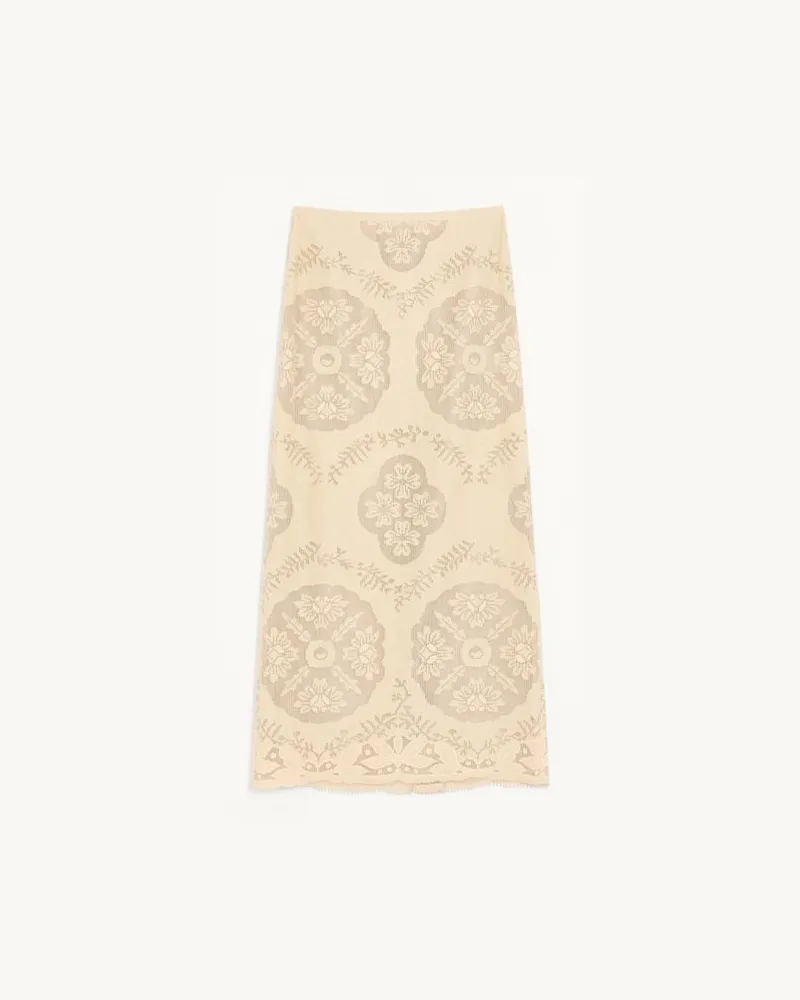 Valentino Garavani Midi-Rock Aus Floral Stamp Blanket Frau ECRU/SILBER Ecru