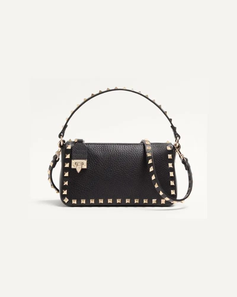 Valentino Garavani Kleine Rockstud Schultertasche Aus Genarbtem Kalbsleder Frau SCHWARZ Schwarz