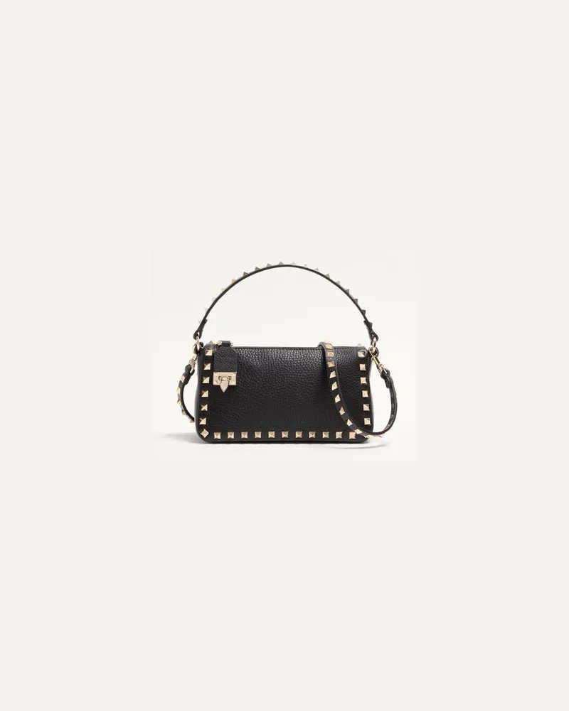 Valentino Garavani Kleine Rockstud Schultertasche Aus Genarbtem Kalbsleder Frau SCHWARZ Schwarz
