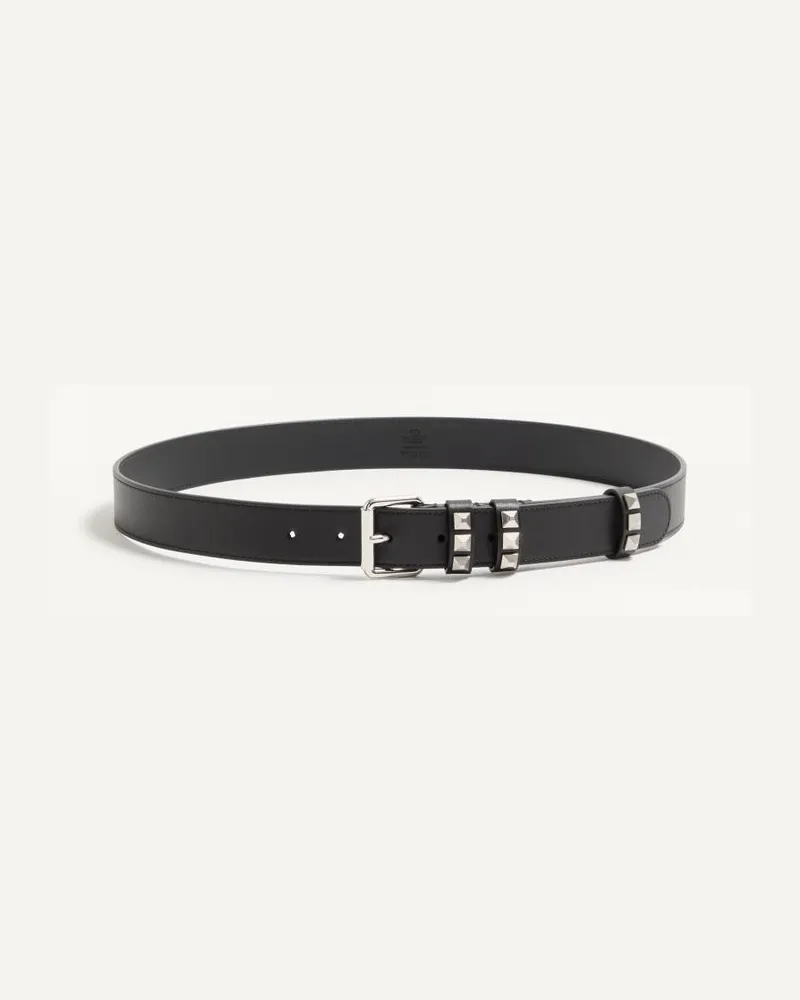 Valentino Garavani Valentino Garavani Flaneuse Gürtel aus glänzendem Kalbsleder 30 mm Mann SCHWARZ Schwarz