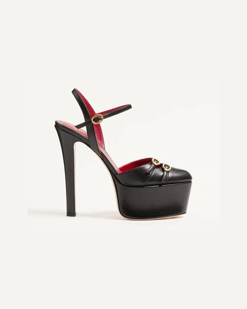 Valentino Garavani Crasher Plateau-Pumps aus Ziegenleder 145 MM Frau SCHWARZ Schwarz