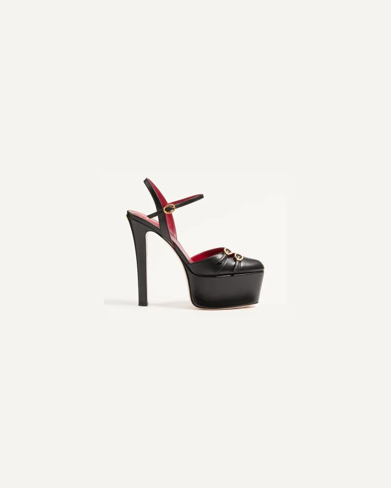 Valentino Garavani Crasher Plateau-Pumps aus Ziegenleder 145 MM Frau SCHWARZ Schwarz