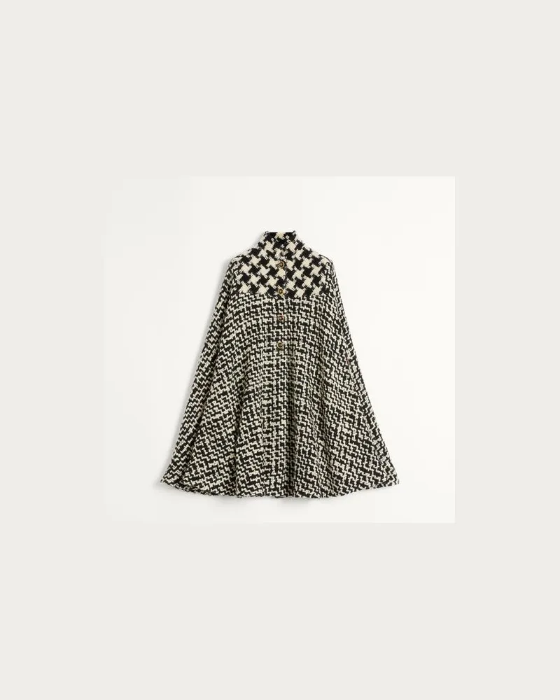Valentino Garavani Cape Aus Geometrischem Tweed Frau ELFENBEIN/SCHWARZ Elfenbein
