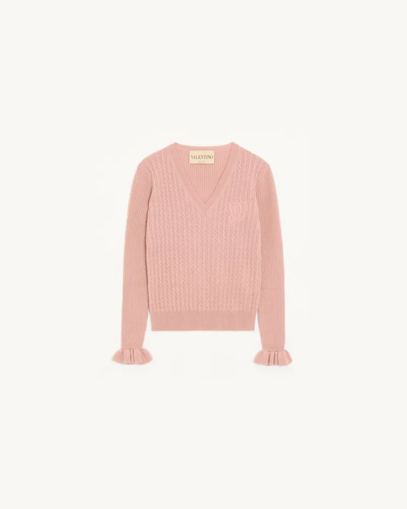 Valentino Garavani BESTICKTER PULLOVER AUS KASCHMIR Frau ROSA Rosa