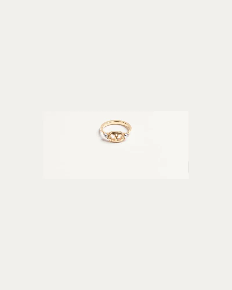Valentino Garavani Ovalette-Ring aus Metall und Swarovski®-Kristallen Frau GOLD/CRYSTAL Gold