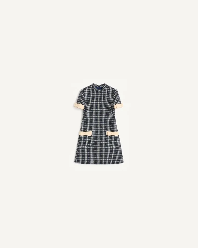 Valentino Garavani Kurzes Kleid Aus Bouclé Frau NAVY/ELFENBEIN Navy
