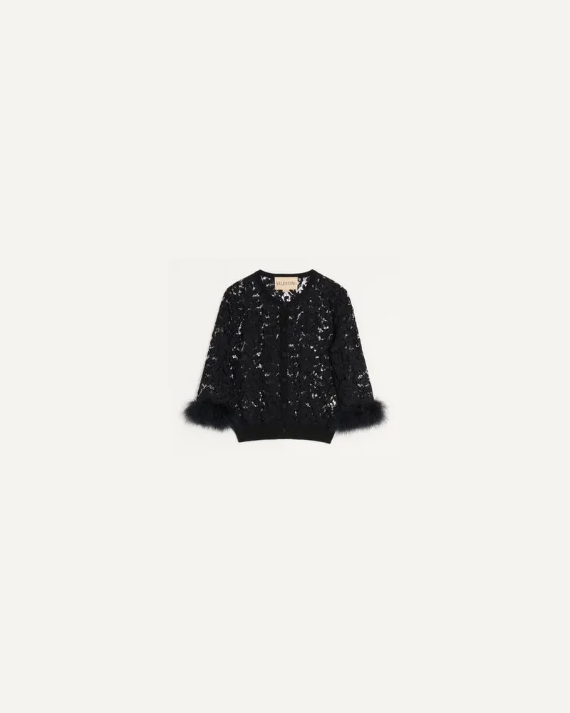 Valentino Garavani Cardigan aus Spitze und Baumwolle Frau SCHWARZ Schwarz