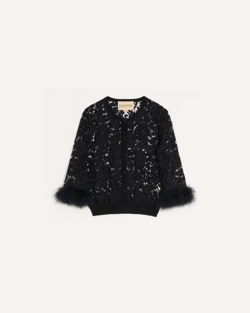 Valentino Garavani Cardigan Aus Spitze Und Baumwolle Frau SCHWARZ Schwarz