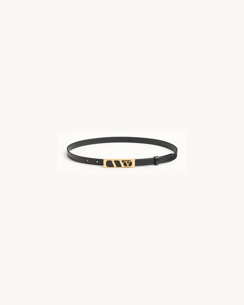 Valentino Garavani VLOGO SIGNATURE GÜRTEL AUS GLÄNZENDEM KALBSLEDER 15 MM Frau SCHWARZ Schwarz