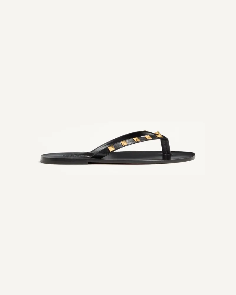 Valentino Garavani Rockstud Flip-Flops aus Ziegenleder Mann SCHWARZ Schwarz