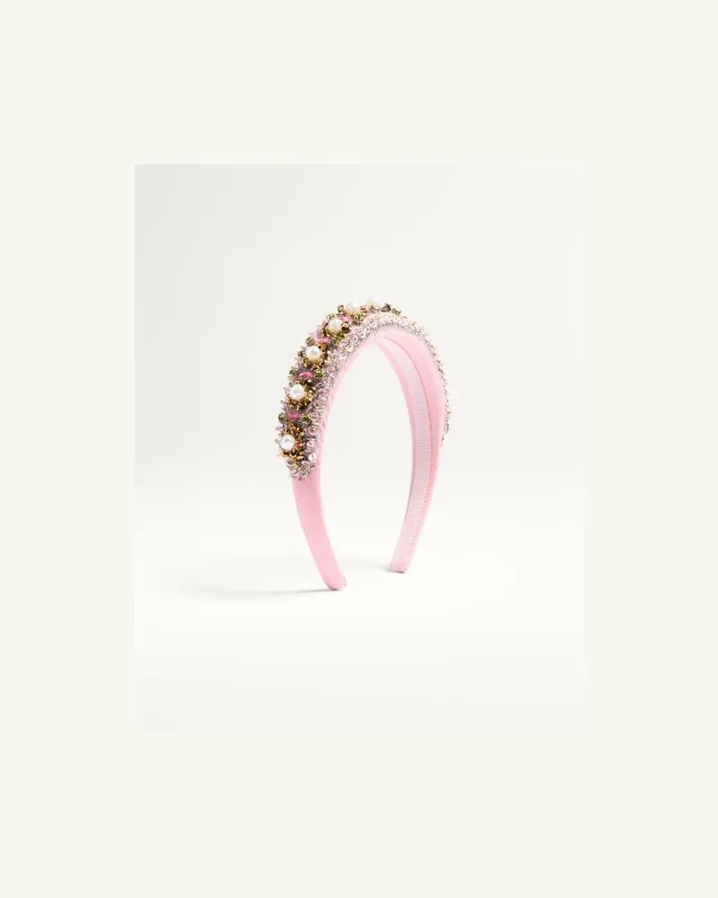 Valentino Garavani Valentino Stirnband Aus Wolle Und Seide Mit Stickerei Frau HELLROSA/GOLD Hellrosa