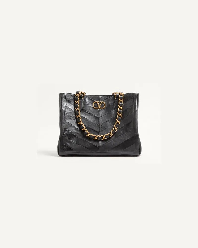 Valentino Garavani Valentino Garavani Laseine Shopper aus Nappaleder mit Chevron-Muster Frau SCHWARZ Schwarz