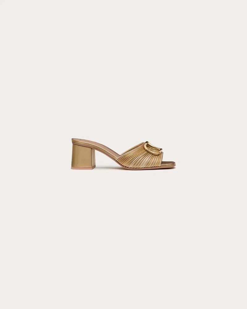 Valentino Garavani Slide-Sandalen Vlogo Signature Mit Cornely-Stickerei, 60 Mm Frau GOLD Gold