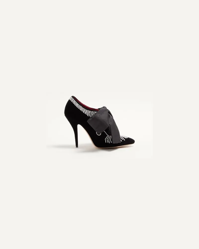 Valentino Garavani Rockocò Samtstiefelette mit Perlenstickerei 105 mm Frau SCHWARZ Schwarz