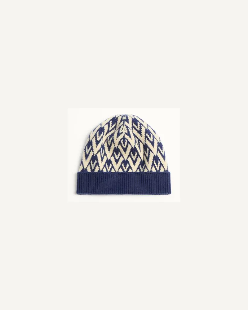 Valentino Garavani Toute La V Signature Gestrickter Beanie Aus Wolle Mann MARINEBLAU/CREME Marineblau