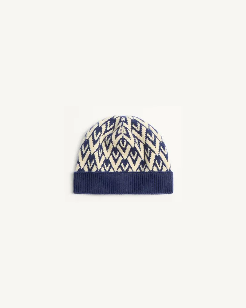 Valentino Garavani Toute La V Signature Gestrickter Beanie Aus Wolle Mann MARINEBLAU/CREME Marineblau