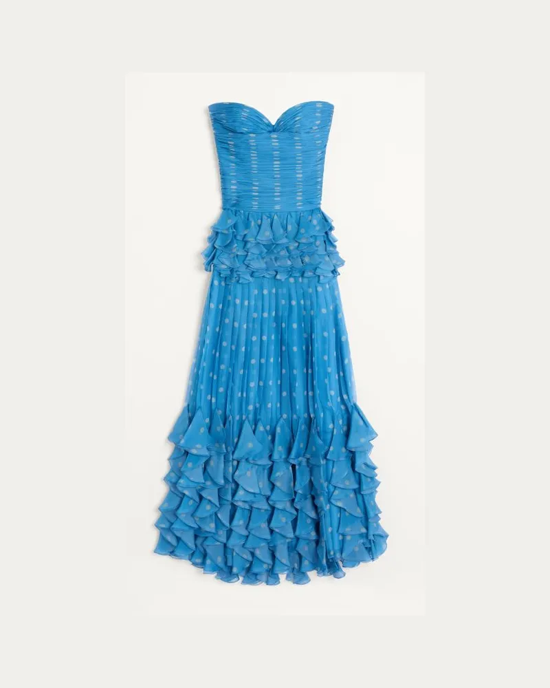 Valentino Garavani Langes Chiffonkleid Mit Plusdepois-Print Frau HIMMELBLAU/BIRKE Himmelblau