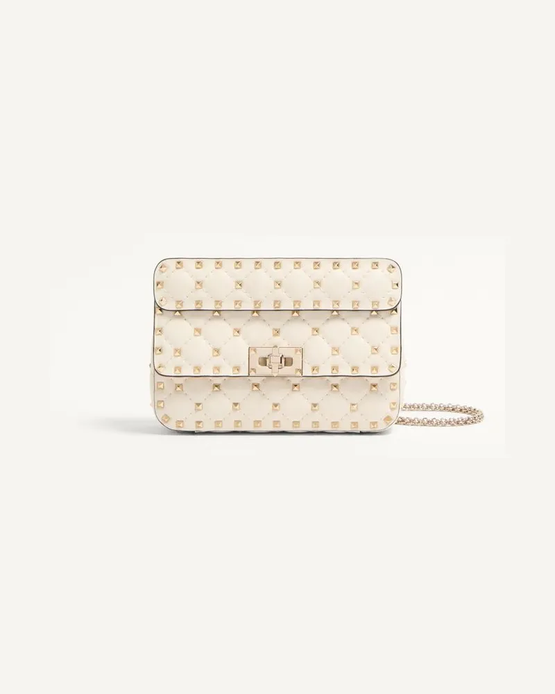 Valentino Garavani Valentino Garavani Rockstud Spike Kleine Schultertasche Aus Nappaleder Frau LIGHT IVORY Light
