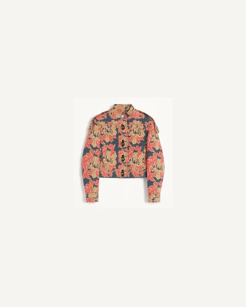 Valentino Garavani Caban Aus Gestepptem Après-L'Hiver-Jacquard Mit Blumenmuster Frau INDIGO/MULTICOLOR Indigo