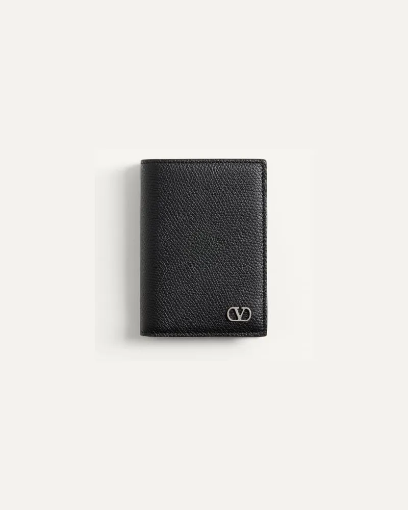 Valentino Garavani Valentino Garavani Vlogo Signature Kartenetui Aus Genarbtem Kalbsleder Mann SCHWARZ Schwarz